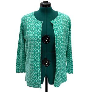 Merona Green and White Cardigan Sweater